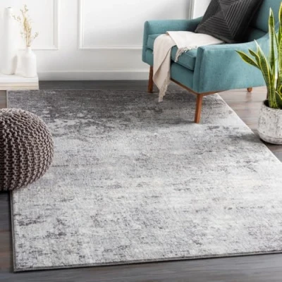 Imagen de Surya Alfombra Abstracta Utrecht Salón Grande, Habitación, Dormitorio Salon Pelo Corto, Suave y Lujosa Facil de Cuidar Grande 140x200cm Marfil, Gris Carbón