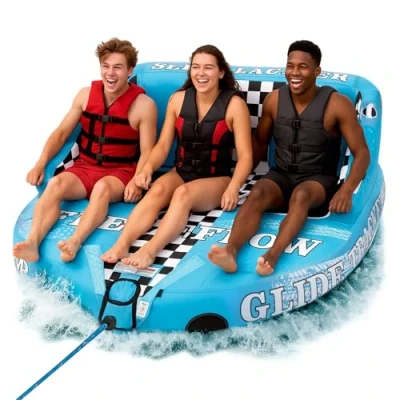 Imagen de SereneLife Jobe Flotador Arrastre, Barca, Barco, Inflable, Deportes acuaticos, 3 plazas, Donut Hinchable