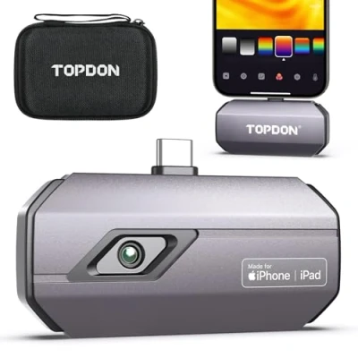 Imagen de TOPDON TC002C Cámara termográfica para iPhone 15/16 Series y iPad (conector tipo C), resolución IR 512 x 384px, rango de temperatura 20 C a +550