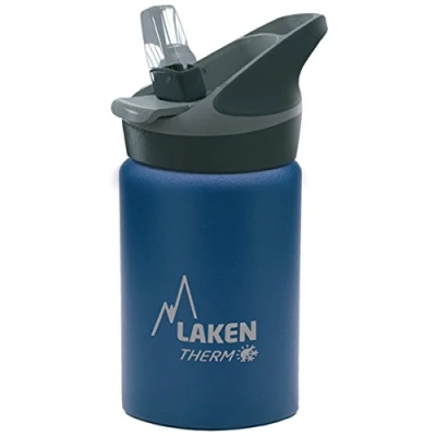 Imagen de Botella de Agua Térmica al Vacío Acero Inoxidable Doble Pared Laken (0,35L Azul) Tecnología 24 Horas Frío Ideal para Trabajo o Deporte Cierre Hermético y Uso Vertical