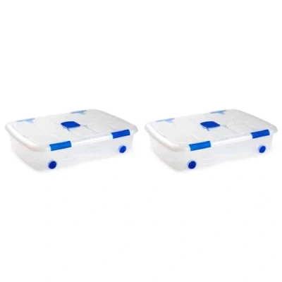 Imagen de AC Pack de 2 Cajas ordenación plástico Transparente Nº12. Contenedor para almacenar Juguetes, Libros, Ropa, Mantas. Capacidad 41 litros. Dimensiones Aprox.: 16 x 73 55 cm