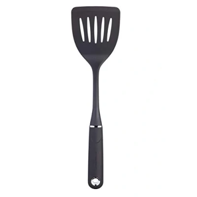 Imagen de KitchenCraft Espátula cocina Ranurada Antiadherente MasterClass, Negro, 35,5 cm