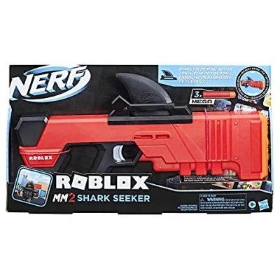 Imagen de Nerf Roblox MM2 Shark Seeker Dart Blaster Fin Action 3 Mega Darts Code to Activate Virtual In Game Item F2489EU4