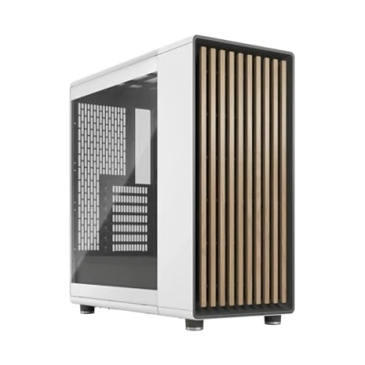 Imagen de Fractal Design North Chalk White Wood Oak Front Mesh Side Panels Two 140mm Aspect PWM Fans Included Intuitive Interior Layout ATX Mid Tower PC Gaming Case