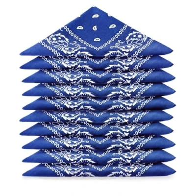 Imagen de Karl Loven EL BANDANA Lote de bandanas 100% Algodon primera calidad Paisley Panuelo Cabeza Cuello Bufanda Juego 10 Azul Real
