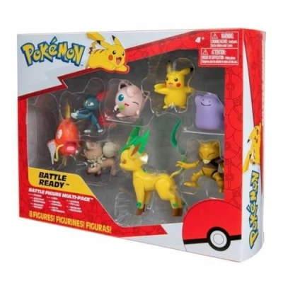 Imagen de BANDAI Pokémon 8 Figuras Battle Pikachu, Rondoudou (Jigglypuff), Rocabot (Rockruff), Abra, Farfuret (Sneasel), Metamorph (Ditto), Phyllali (Leafeon) y Magicarpe (Magikarp) JW2686