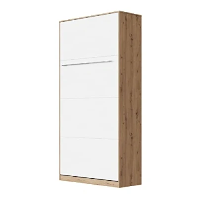 Imagen de SMARTBett Standard 90x200cm Vertical Roble Salvaje/Blanco Cama Abatible, De Pared, Plegable, Oculta