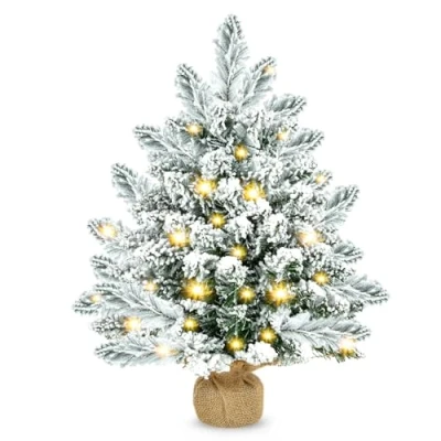 Imagen de Arbol De Navidad, Mini Árbol Navidad Artificial 20.0 In con Luces Led, Base Arpillera, Escritorio para Decoración Navideña En Casa, Oficina