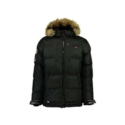 Imagen de Geographical Norway Danone Men Parka Hombre Otoño Invierno Chaqueta De Abrigo Para Hombres Rompevientos Manga Larga Rego Ide (Negro 3XL)