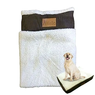 Imagen de Ellie Bo 100 x 66 10 cm, Funda de Repuesto Extra Grande Gamuza sintética y Piel Oveja para Perro, Color marrón Blanco