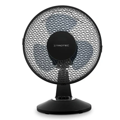 Imagen de TROTEC Ventilador de Mesa TVE 11, 25 W, Oscilación Automática 80, 2 Velocidades Ventilación, Base Apoyo Estable y Antideslizante, Silencioso, Hogar, Oficina, Negro