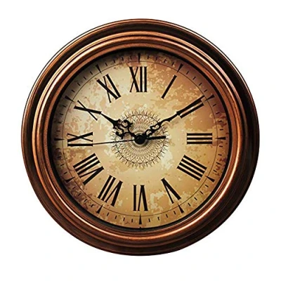Imagen de Topkey Reloj de Pared 30cm Retro Silencioso para Sala Estar, Cocina, Dormitorio, Oficina Marrón