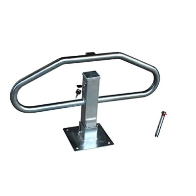 Imagen de PAL Barrera parking abatible manual con cerradura para bloqueo aparcamiento. Bolardo protección plegable coche (1 + Tornilleria)
