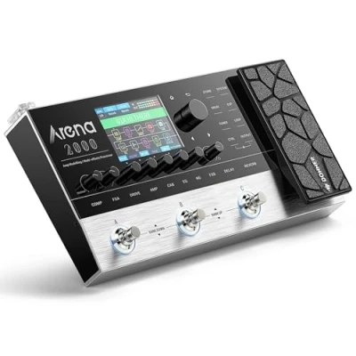Imagen de Donner Arena 2000 Pedal multiefectos, pedales de guitarra con 278 efectos, 100 IR, Looper, caja ritmos, modelado amplificador, soporte XLR, MIDI IN