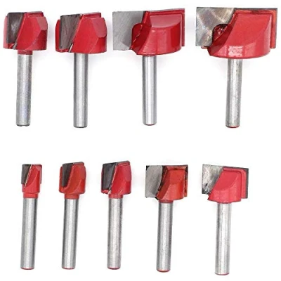 Imagen de DingGreat 9Pcs 6mm Vástago Herramienta para Trabajar la Madera Fresa De Corte, 10/13/16/18/20/22/25/30/32mm Punta Carburo Limpieza Inferior Bit Router