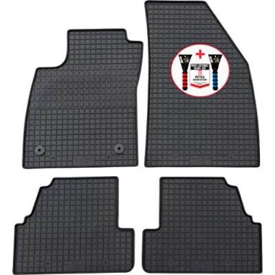 Imagen de PETEX Alfombrillas de Goma Premium 4 TLG Negro + raspador Hielo Coche Test 52/2021