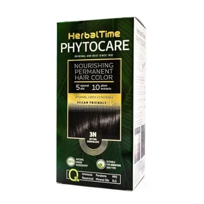Imagen de Herbal Time Phytocare Tinte Permanente para el Cabello Color Chocolate Negro 3N Kit Natural Pelo Profesional Nutre y Protege Tu Sin Amoníaco, PPD SLS 124.5 ml