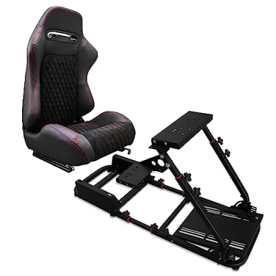 Imagen de MODAUTO Cockpit SimRacing, Soporte de Simulacion, Estructura SimRacing+Asientos Opcional, Compatible con Logitech,Fanatec,Thrustmaster.N820A+N580