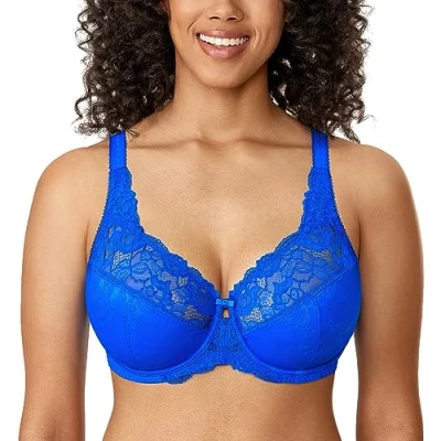 Imagen de DELIMIRA Sujetador de Copa Completa con Aros Encaje para Mujer Azul Cielo 95E
