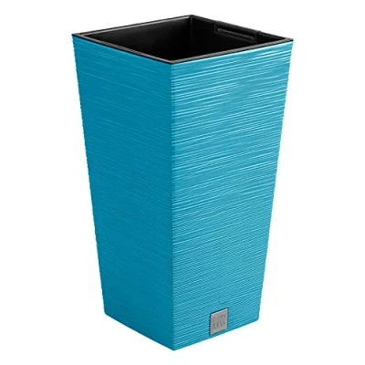 Imagen de Macetero color azul escandinavo, con depósito, colección FURU, de 29,5 x 55 cm, capacidad 14 L.