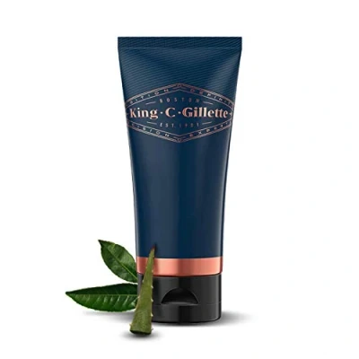 Imagen de King C. Gillette gel de afeitar para el cuidado la barba hombres (150 ml) con té blanco y aceite argán ideal barba, afeitado, regalo