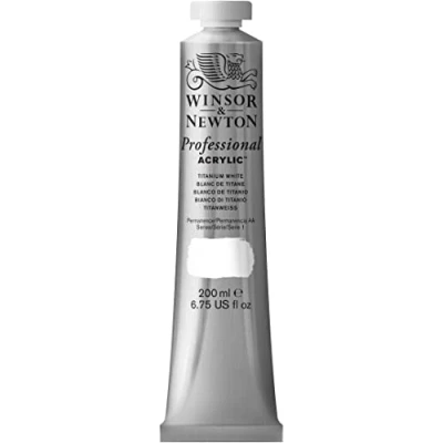 Imagen de Winsor &amp; Newton Professional Pintura acrílica, tubo 200 ml, color blanco de titanio