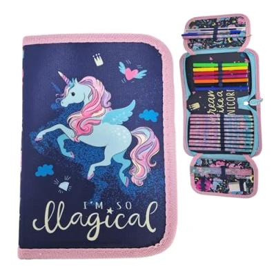 Imagen de Theonoi Estuche para lápices, 2 compartimentos, estudiantes, Unicornio Magic,