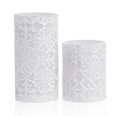 Imagen de Pauleen 48009 2 Little Lilac Candle Velas LED auténtica con llama titilante cálido Cera lila y blanca, 2er Set