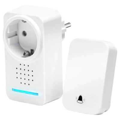Imagen de Aigostar Timbre Inalámbrico con Enchufe, de Puerta Autoalimentado, Exterior Impermeable Indicadores LED, Resistente al Agua, 30 Melodías, 5 Niveles Volumen, Blanco