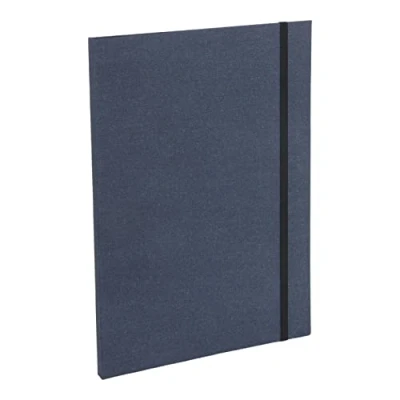 Imagen de Bigso Box of Sweden Carpeta din A4 con goma elástica portadocumentos de tablero fibras y papel aspecto lino portafolios para documentos, actas, archivos, etc. azul