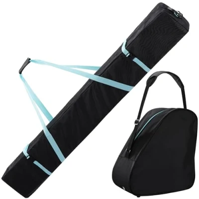 Imagen de Navaris Bolsa Botas Esqui y Funda esquis Set de 1x para 190 cm con Bolsillo Cremallera Correa el Hombro