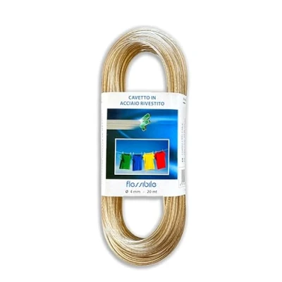 Imagen de IPEA Cable Tendedero de 4 mm Acero 20 Metros Fabricado en Italia Alambre Hilo Plastificado Exterior para Tender la Colada y Ropa Color Transparente