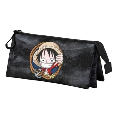Imagen de Karactermania One Piece Ropes Triple Estuche escolar para niños, Talla: Size, Black