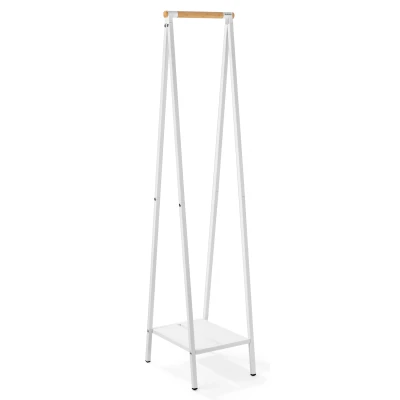 Imagen de Brabantia Perchero Linn, Compacto de pie Almacenaje ropa Para colgar, airear o secar Robusta estructura acero y varilla bambú 47,6 cm x 34 170 Blanco