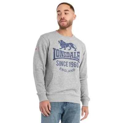 Imagen de Lonsdale Rundhals Normale Passform Sudadera, Hombre, Talla: Large, Marl grey navy