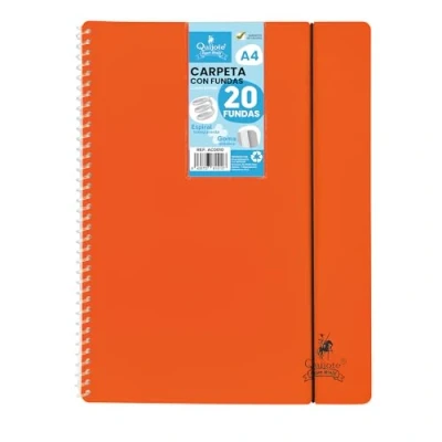 Imagen de Starplast Carpeta Con Fundas Espiral Flexible Organizadores, 20 fundas, Transparentes Lisas, A4, Tapa Plástico Resistente, Uso Escolar, Personal o de Oficina Color Naranja.