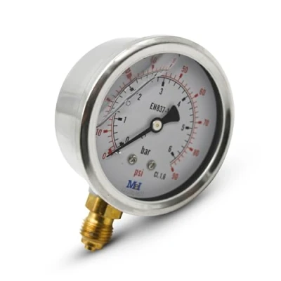 Imagen de DOJA Barcelona Manometro Presion Agua 0 10 Bar Pack 1 Manometros De Glicerina 1/4&quot; Ø 63mm Conexion Vertical Medir Para Agua, Hidraulico, Manómetro Gas