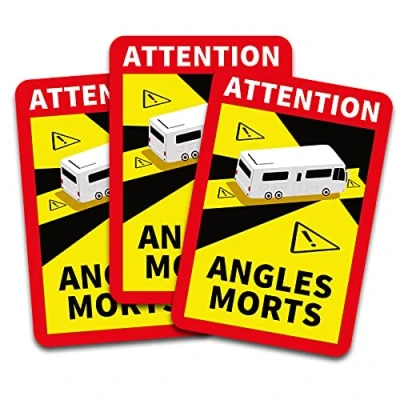 Imagen de Pegatinas de Attention Angles Morts 25 x 17 cm para vehículos obligatorios a Partir 3,5 t Advertencia ángulo Muerto R145 (Autocaravana, 3 Unidades)
