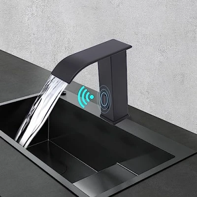 Imagen de Grifo Automático con Sensor Infrarrojos, de Lavabo Automático, Agua Fría y Caliente Infrarrojo Lavabo, Baño Infrarrojos Negro