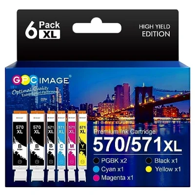 Imagen de GPC IMAGE PGI 570XL Cartuchos de Tinta Compatibles para Canon 570 PGBK CLI 571XL Pixma MG5750 TS5050 MG5700 MG5751 MG5753 MG6800 MG6850 MG6851 TS5051 TS5053 TS5055 TS6050
