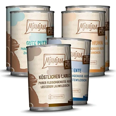 Imagen de MjAMjAM comida húmeda premium para gatos paquete mixto V puro placer de la carne, 6 (6 x 400 g), sin cereales con carne extra