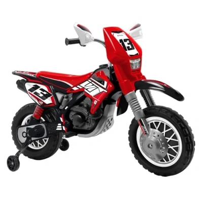Imagen de INJUSA Moto Eléctrica 12V Cross Thunder MAX VX, Batería 12V, para Niños +3 Años, con Acelerador en Puño, Ruedas de Apoyo y Bandas Goma Las Ruedas, Velocidad 6 Km/h, Color Rojo