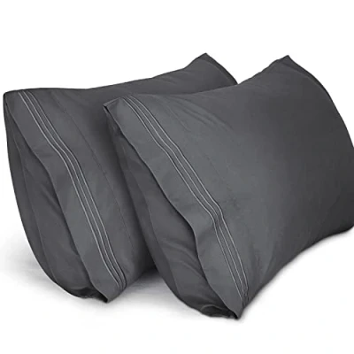 Imagen de Lirex 2 Pack Fundas de Almohada 1800 Hilos, Microfibra Suave Cepillada, Transpirables sin Arrugas y Lavables a Máquina (50x70 cm, Gris Oscuro)