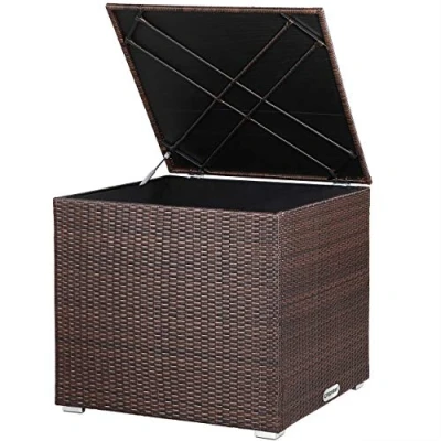 Imagen de CASARIA Baúl Almacenamiento XXL Poliratán Acero 75x75x70cm Intemperie Forro Interior Impermeable