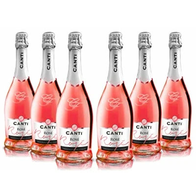 Imagen de Canti Spumante D.O.C. Cuvèe, Vino Espumoso Rosado Extra Seco 11%, Uva Glera y Pinot Noir de Veneto, Sabor Fresco Afrutado, 6x750 ml