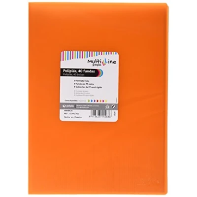 Imagen de Grafoplás 01441752－Carpeta de fundas Multiline, 40 fundas, tamaño folio, color naranja