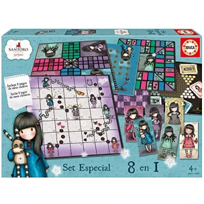 Imagen de Educa Set Especial 8 en 1 Gorjuss: Juego de la oca, Parchís, Damas Chinas, Carrera Caballos, Tres Raya, Escaleras y toboganes, Dominó Personajes, A Partir 4 años (17291)