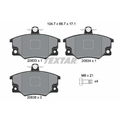 Imagen de TEXTAR 2083302 Juego de pastillas freno con avisador acústico desgaste tornillos pinza FIAT: Punto I Hatchback, Uno Hatchback