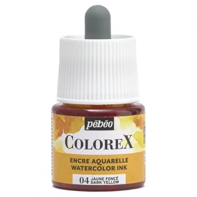 Imagen de Pebeo Tinta Colorex 45 ML Amarillo Oscuro para acuarela amarilla de acabado aterciopelado dibujo multiuso todos los medios