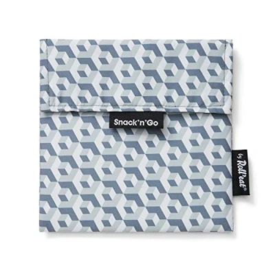 Imagen de Roll&#039;eat ® Porta Sandwich Reutilizable, Bolsa Ecológica sin BPA, Bocadillo de Color Negro Snack&#039;n&#039;Go Tiles